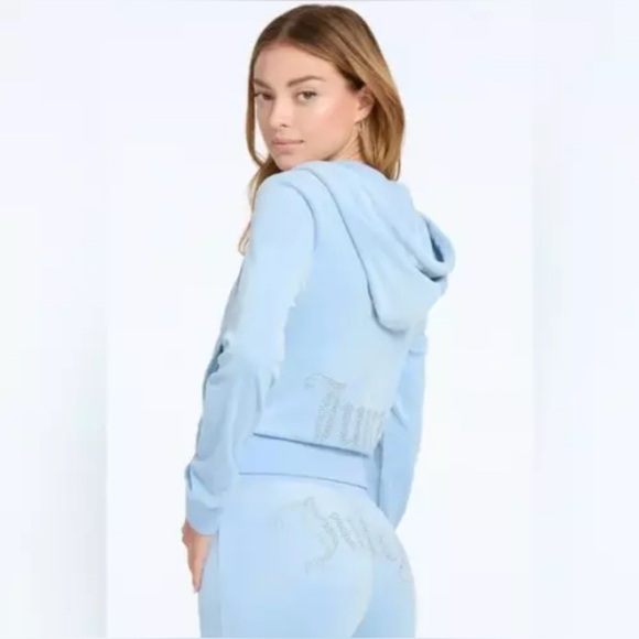 NEW! JUICY COUTURE Velour OG Bling Tracksuit Set Frosted Light Blue - Picture 3 of 8